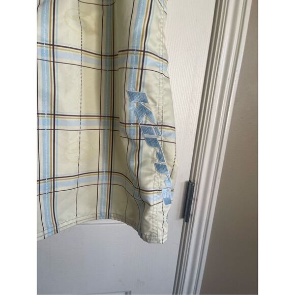 Kirra Mens Yellow Blue Plaid Surfer Board Short Size 36 - Picture 16 of 16